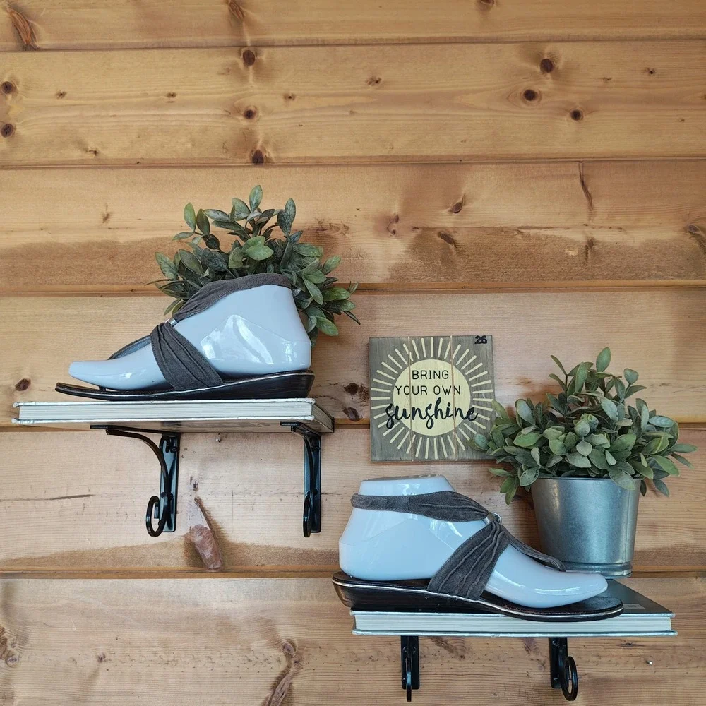 Matiko Pleated Suede Gray Leather Thong Slingback Sandal Boho Flats Comfort Sz 6